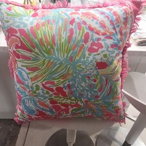 Lilly Pulitzer Pink and Green Tropical Pillow